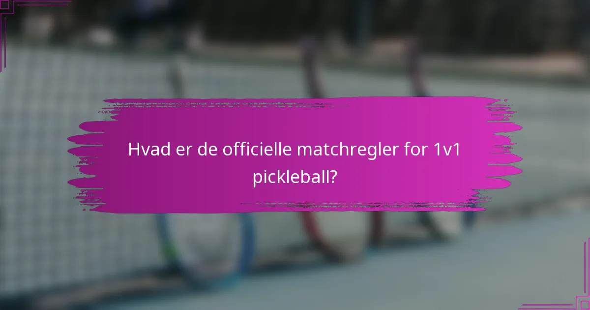 Hvad er de officielle matchregler for 1v1 pickleball?