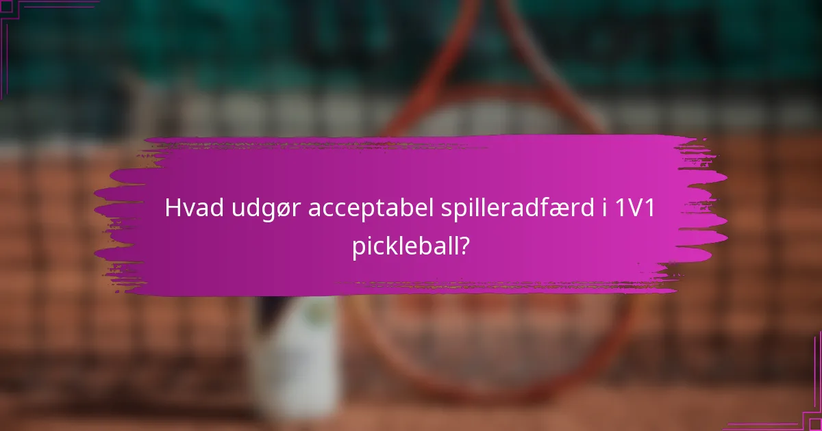 Hvad udgør acceptabel spilleradfærd i 1V1 pickleball?